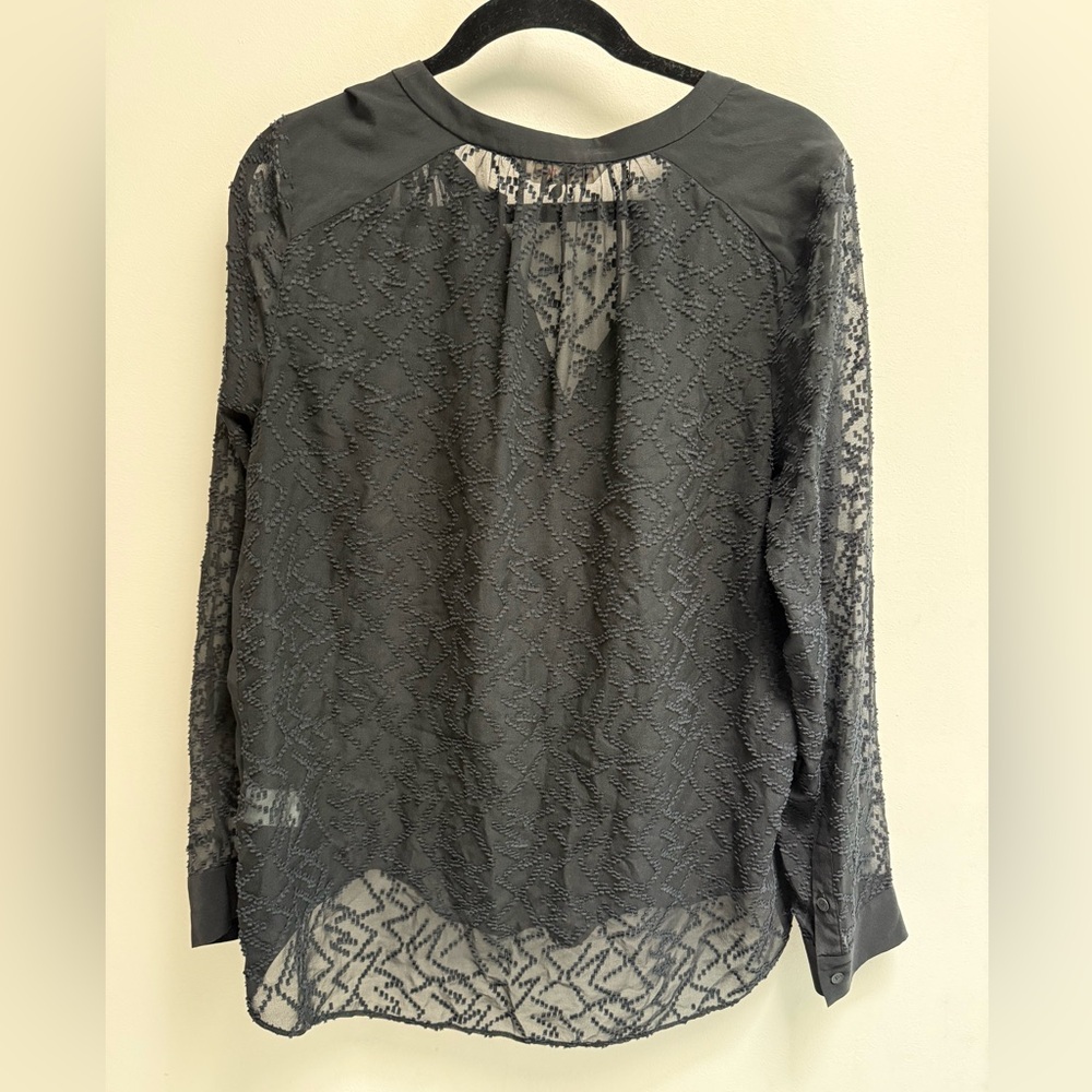 REBECCA TAYLOR Womens Black Embroidered Poet Blouse - Size 8 - Picture 7 of 11